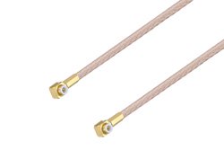 Snap-On MMBX Plug Right Angle to Snap-On MMBX Plug Right Angle Cable 4 Inch Length Using RG316-DS Coax