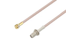 Snap-On MMBX Plug Right Angle to SMA Female Bulkhead Cable 12 Inch Length Using RG316-DS Coax