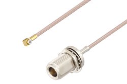 Snap-On MMBX Plug Right Angle to N Female Bulkhead Cable 12 Inch Length Using RG316-DS Coax