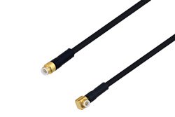 Snap-On MMBX Plug Right Angle to N Female Bulkhead Cable 18 Inch Length Using RG316-DS Coax