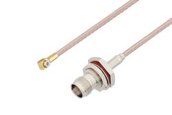 Snap-On MMBX Plug Right Angle to TNC Female Bulkhead Cable 18 Inch Length Using RG316-DS Coax