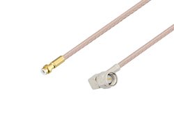 Snap-On MMBX Plug to SMA Male Right Angle Cable 4 Inch Length Using RG316-DS Coax
