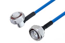 Plenum 7/16 DIN Male Right Angle to 7/16 DIN Male Low PIM Cable 100 CM Length Using SPP-250-LLPL Coax , LF Solder