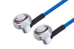 Plenum 7/16 DIN Male Right Angle to 7/16 DIN Male Right Angle Low PIM Cable 100 CM Length Using SPP-250-LLPL Coax , LF Solder
