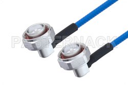 Plenum 7/16 DIN Male Right Angle to 7/16 DIN Male Right Angle Low PIM Cable 12 Inch Length Using SPP-250-LLPL Coax , LF Solder