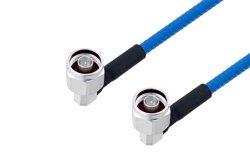 低PIM阻燃级电缆组件，N型直角型公头转N型直角型公头，使用SPP-250-LLPL同轴电缆，LF焊接