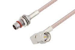 Slide-On BMA Plug Bulkhead to SMA Male Right Angle Cable 6 Inch Length Using RG316 Coax