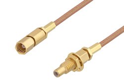 SSMC Plug to SSMC Jack Bulkhead Cable 12 Inch Length Using RG178 Coax