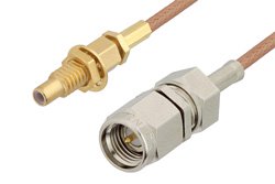 SMA Male to SSMC Jack Bulkhead Cable 12 Inch Length Using RG178 Coax