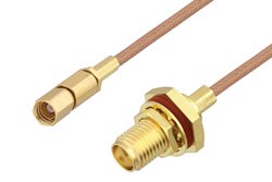 SMA Female Bulkhead to SSMC Plug Cable 48 Inch Length Using RG178 Coax