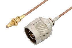 N Male to SSMC Jack Bulkhead Cable 12 Inch Length Using RG178 Coax