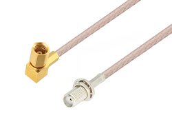SMA Female Bulkhead to SSMC Plug Right Angle Cable 48 Inch Length Using RG316 Coax