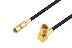 SSMC Plug to SSMC Plug Right Angle Low Loss Cable 6 Inch Length Using LMR-100 Coax