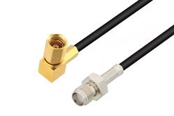 SMA Female to SSMC Plug Right Angle Low Loss Cable 36 Inch Length Using LMR-100 Coax