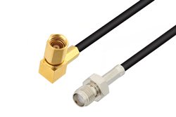 SMA Female to SSMC Plug Right Angle Low Loss Cable 6 Inch Length Using LMR-100 Coax