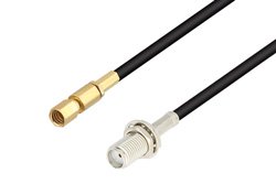 SMA Female Bulkhead to SSMC Plug Low Loss Cable 12 Inch Length Using LMR-100 Coax