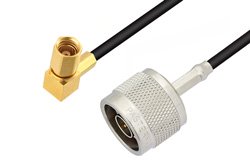 N Male to SSMC Plug Right Angle Low Loss Cable 12 Inch Length Using LMR-100 Coax
