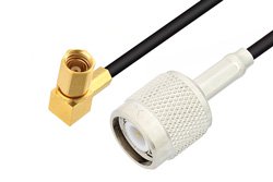 SSMC Plug Right Angle to TNC Male Low Loss Cable 18 Inch Length Using LMR-100 Coax