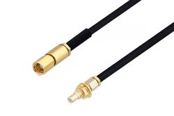 SSMC Plug to SSMC Jack Bulkhead Cable 12 Inch Length Using PE-SR405FLJ Coax