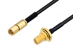 SMA Female Bulkhead to SSMC Plug Cable 18 Inch Length Using PE-SR405FLJ Coax