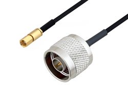 N Male to SSMC Plug Cable 12 Inch Length Using PE-SR405FLJ Coax