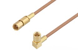 SSMC Plug to SSMC Plug Right Angle Cable 12 Inch Length Using RG178 Coax