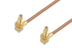 SSMC Jack Right Angle Bulkhead to SSMC Jack Right Angle Bulkhead Cable 72 Inch Length Using RG178 Coax