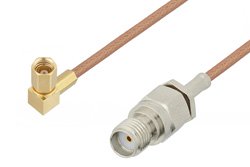 SMA Female to SSMC Plug Right Angle Cable 12 Inch Length Using RG178 Coax