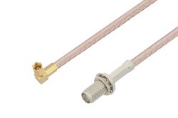 SMA Female Bulkhead to SSMC Plug Right Angle Cable 18 Inch Length Using RG316-DS Coax