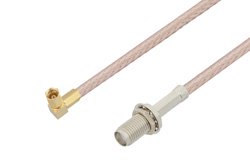 SMA Female Bulkhead to SSMC Plug Right Angle Cable 24 Inch Length Using RG316-DS Coax