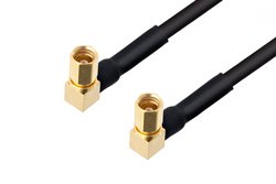 SSMC Plug Right Angle to SSMC Plug Right Angle Cable 60 Inch Length Using PE-SR405FLJ Coax
