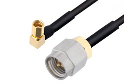 SMA Male to SSMC Plug Right Angle Cable 12 Inch Length Using PE-SR405FLJ Coax