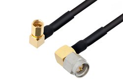 SMA Male Right Angle to SSMC Plug Right Angle Cable 60 Inch Length Using PE-SR405FLJ Coax