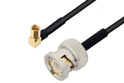 BNC Male to SSMC Plug Right Angle Cable 6 Inch Length Using PE-SR405FLJ Coax
