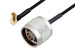 N Male to SSMC Plug Right Angle Cable 18 Inch Length Using PE-SR405FLJ Coax