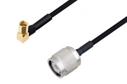SSMC Plug Right Angle to TNC Male Cable 12 Inch Length Using PE-SR405FLJ Coax