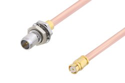 Slide-On BMA Plug Bulkhead to SMP Female Cable 12 Inch Length Using RG405 Coax