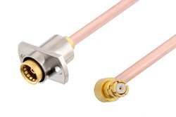 Slide-On BMA Jack 2 Hole Flange to SMP Female Right Angle Cable Using RG405 Coax