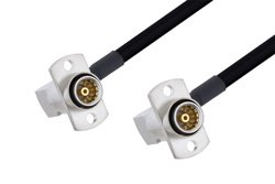 Slide-On BMA Jack Right Angle 2 Hole Flange to Slide-On BMA Jack Right Angle 2 Hole Flange Cable 12 Inch Length Using PE-SR402FLJ Coax