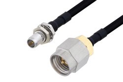 Slide-On BMA Plug Bulkhead to SMA Male Cable 12 Inch Length Using PE-SR402FLJ Coax