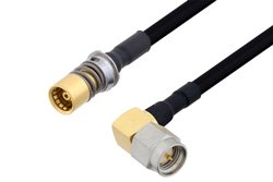 Snap-On BMA Jack to SMA Male Right Angle Cable 60 Inch Length Using PE-SR402FLJ Coax