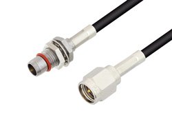 Slide-On BMA Plug Bulkhead to SMA Male Cable 24 Inch Length Using LMR-100 Coax