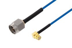 SMA Male to SMP Female Right Angle Cable 100 CM Length Using PE-P047 Coax