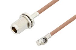 N Female Bulkhead to Reverse Polarity SMA Male Right Angle Cable 24 Inch Length Using RG400 Coax