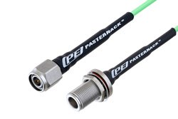 N Female Bulkhead to TNC Male Low Loss Cable 36 Inch Length Using PE-P160LL Coax