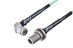 N Female Bulkhead to TNC Male Right Angle Low Loss Cable 150 CM Length Using PE-P160LL Coax