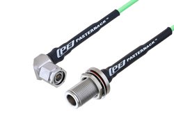 N Female Bulkhead to TNC Male Right Angle Low Loss Cable 48 Inch Length Using PE-P160LL Coax