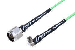 N Male to SMA Male Right Angle Low Loss Cable 100 CM Length Using PE-P160LL Coax