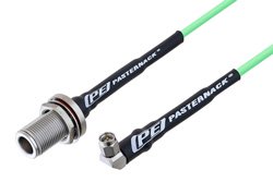 N Female Bulkhead to SMA Male Right Angle Low Loss Cable 48 Inch Length Using PE-P160LL Coax