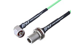 N Male Right Angle to N Female Bulkhead Low Loss Cable 150 CM Length Using PE-P160LL Coax